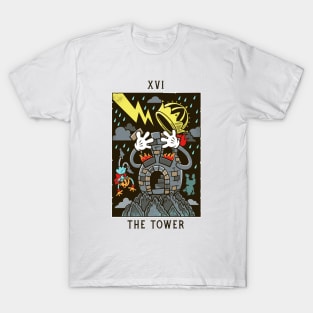 The Tower - Mystical Medleys - Vintage Cartoon Tarot (White) T-Shirt